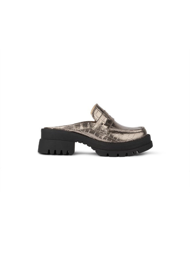 BOU Chunky Mule |Croco - Shiny Taupe - Image 3